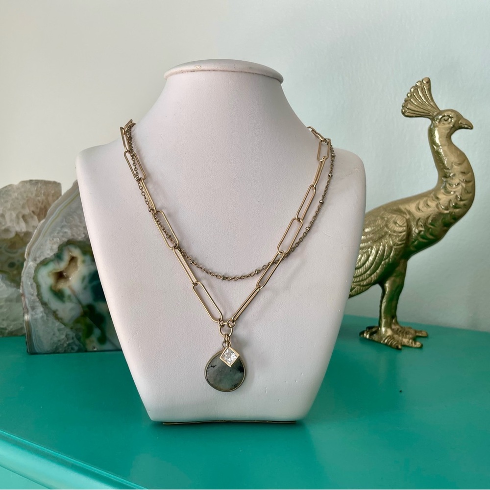 Banana Republic Gold Layered Necklace with Pendant